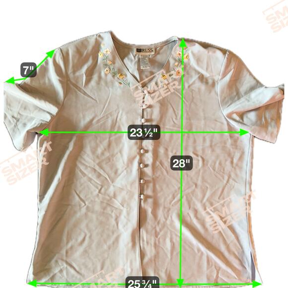 Vintage RR Russ Light Blue Embroidered Blouse - Size 18 - Picture 2 of 6